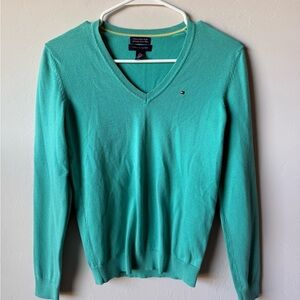 Tommy Hilfiger Woman’s Teal V-Neck Sweater